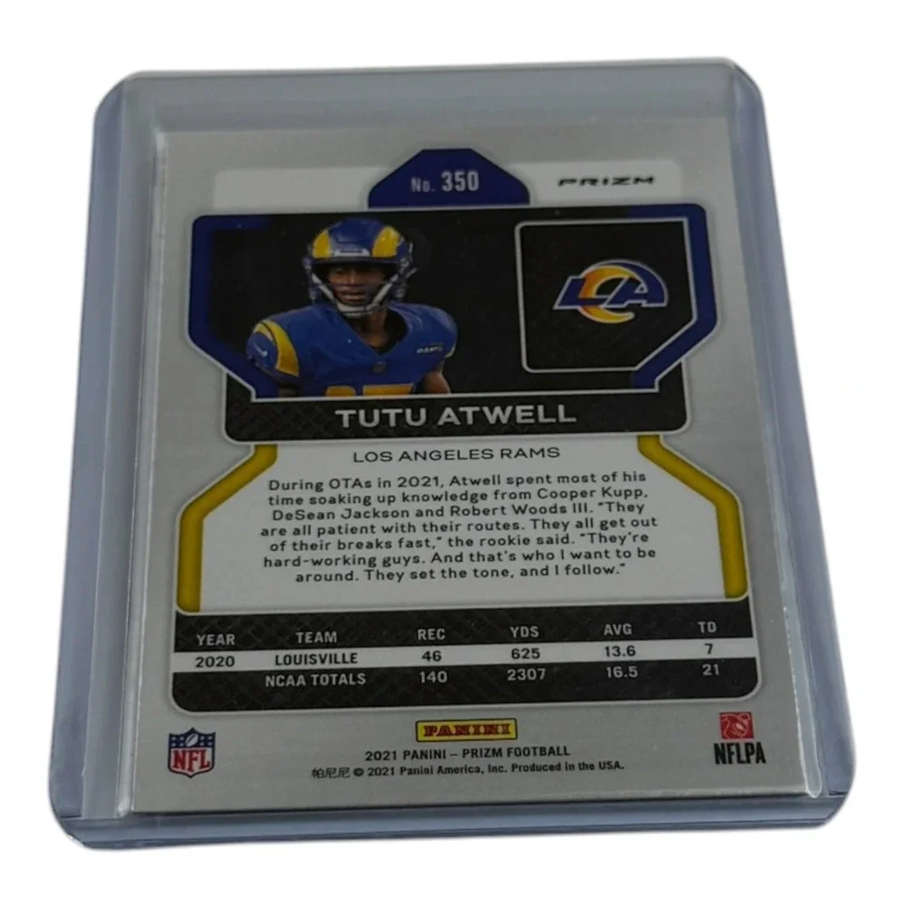2021 Panini Prizm Tutu Atwell Silver Prizm Rookie Card #350‎ Los Angeles Rams RC